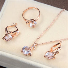 Load image into Gallery viewer, Gold Color Chain Crystal Necklace Ring Earring 3 pcs/set - Jewels of Artemis