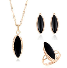 Load image into Gallery viewer, Gold Color Chain Crystal Necklace Ring Earring 3 pcs/set - Jewels of Artemis