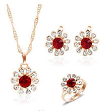 Load image into Gallery viewer, Gold Color Chain Crystal Necklace Ring Earring 3 pcs/set - Jewels of Artemis