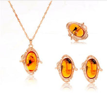 Load image into Gallery viewer, Gold Color Chain Crystal Necklace Ring Earring 3 pcs/set - Jewels of Artemis