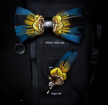 Load image into Gallery viewer, Handmade Feather Bow Tie and Brooch Set - Jewels of Artemis