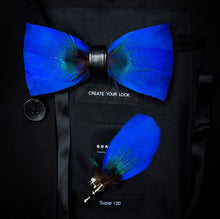 Load image into Gallery viewer, Handmade Feather Bow Tie and Brooch Set - Jewels of Artemis