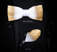Load image into Gallery viewer, Handmade Feather Bow Tie and Brooch Set - Jewels of Artemis