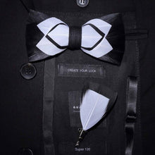 Load image into Gallery viewer, Handmade Feather Bow Tie and Brooch Set - Jewels of Artemis