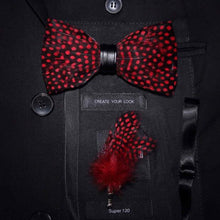 Load image into Gallery viewer, Handmade Feather Bow Tie and Brooch Set - Jewels of Artemis