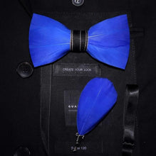 Load image into Gallery viewer, Handmade Feather Bow Tie and Brooch Set - Jewels of Artemis
