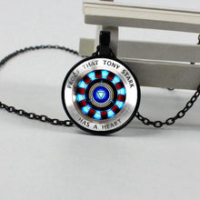 Load image into Gallery viewer, Iron man heart crystal glass round pendant necklace - Jewels of Artemis