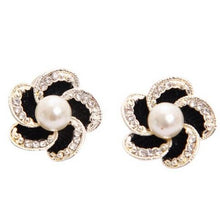 Load image into Gallery viewer, Crystal Simulated Pearl Beads Wedding Flower Rhinestone Stud Earrings - Jewels of Artemis