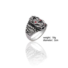 Load image into Gallery viewer, Gothic Punk Ring Men Retro Dragon Rabbit Snake Tiger Wolf Rings Skeleton Devil Evil Eye Pentagram Animal Male Ring Jewelry Anel - Jewels of Artemis