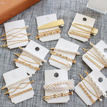 Load image into Gallery viewer, 1 SET Minimalist Metal Geometric Gold Color Hairpin Hair Accessories Imitiation Pearl Hair Clips - Jewels of Artemis