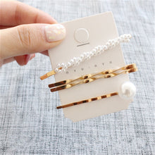 Load image into Gallery viewer, 1 SET Minimalist Metal Geometric Gold Color Hairpin Hair Accessories Imitiation Pearl Hair Clips - Jewels of Artemis