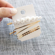 Load image into Gallery viewer, 1 SET Minimalist Metal Geometric Gold Color Hairpin Hair Accessories Imitiation Pearl Hair Clips - Jewels of Artemis