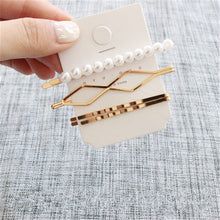 Load image into Gallery viewer, 1 SET Minimalist Metal Geometric Gold Color Hairpin Hair Accessories Imitiation Pearl Hair Clips - Jewels of Artemis