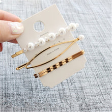 Load image into Gallery viewer, 1 SET Minimalist Metal Geometric Gold Color Hairpin Hair Accessories Imitiation Pearl Hair Clips - Jewels of Artemis
