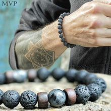 Load image into Gallery viewer, Natural Lava Rock Stone Beads Strand Bracelet Wooden bead Accessories - Jewels of Artemis
