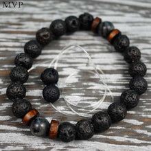Load image into Gallery viewer, Natural Lava Rock Stone Beads Strand Bracelet Wooden bead Accessories - Jewels of Artemis