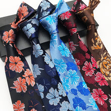 Load image into Gallery viewer, Classic Tie Silk Jacquard Woven Floral Flower Cravatta Ties - Jewels of Artemis