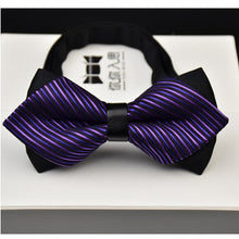 Load image into Gallery viewer, Adjustable Luxury Men&#39;s Bow Tie Arrow 2 Layers Plaids Striped - Jewels of Artemis