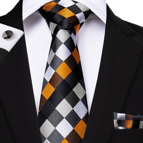 Plaids Silk Ties And Pocket Square Cufflinks Sets - Jewels of Artemis