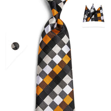 Load image into Gallery viewer, Plaids Silk Ties And Pocket Square Cufflinks Sets - Jewels of Artemis